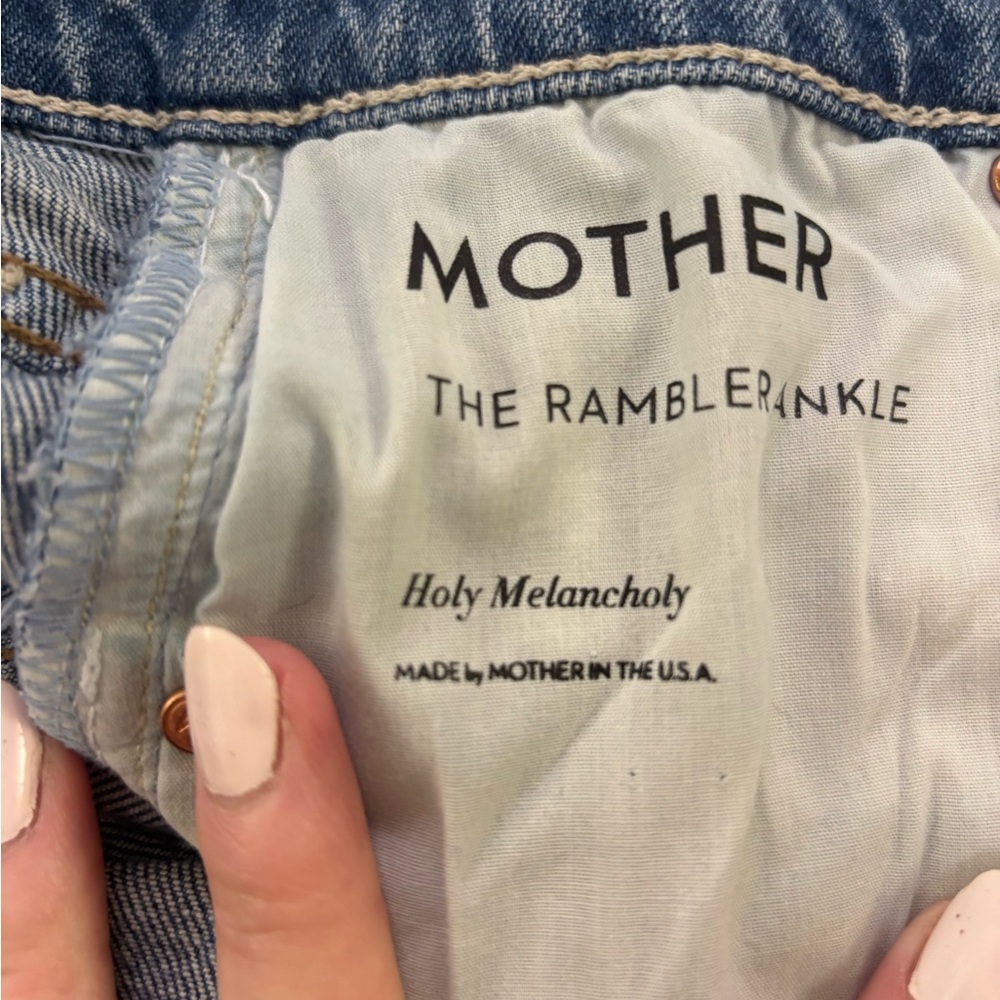 MOTHER Light Blue Ripped Cropped Straight Jeans - Picture 6 of 8